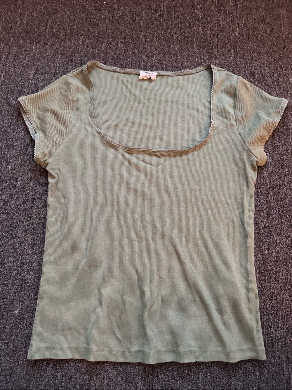 Cotton On Sage Green Scoop Neck Short Sleeve Top